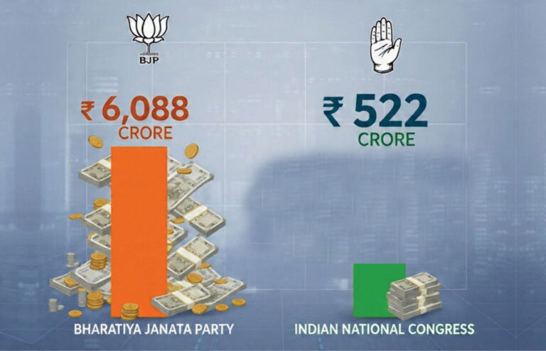 देश की सबसे बड़ी पार्टी BJP को 2024-25 में दूसरी पार्टियों के मुकाबले सबसे ज़्यादा फंड मिला
