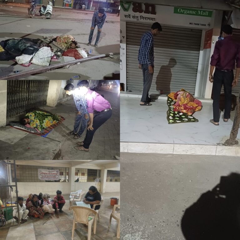मोरबी नगर निगम की UCD शाखा द्वारा शहरी बेघरों के लिए बने आश्रय स्थलों हेतु एक रात्रि-भ्रमण का आयोजन किया गया।