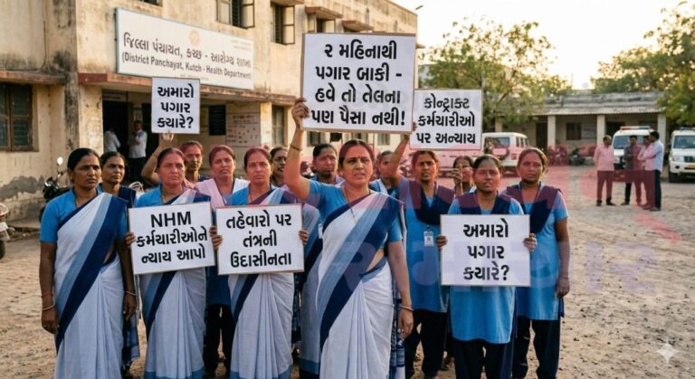 कच्छ: हेल्थ सिस्टम के ‘कोरोना वॉरियर्स’ आर्थिक तंगी में: दो महीने से सैलरी नहीं मिलने से कर्मचारियों में भारी गुस्सा