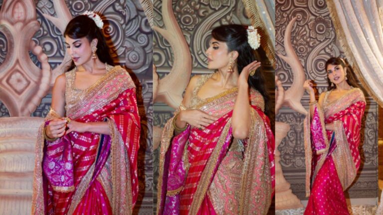 माथे पर बिंदिया, बालों में गजरा, जैकलीन फर्नांडीज के साड़ी लुक पर फिदा हुए फैंस, नवरात्रि के लिए लें इंस्पिरेशन